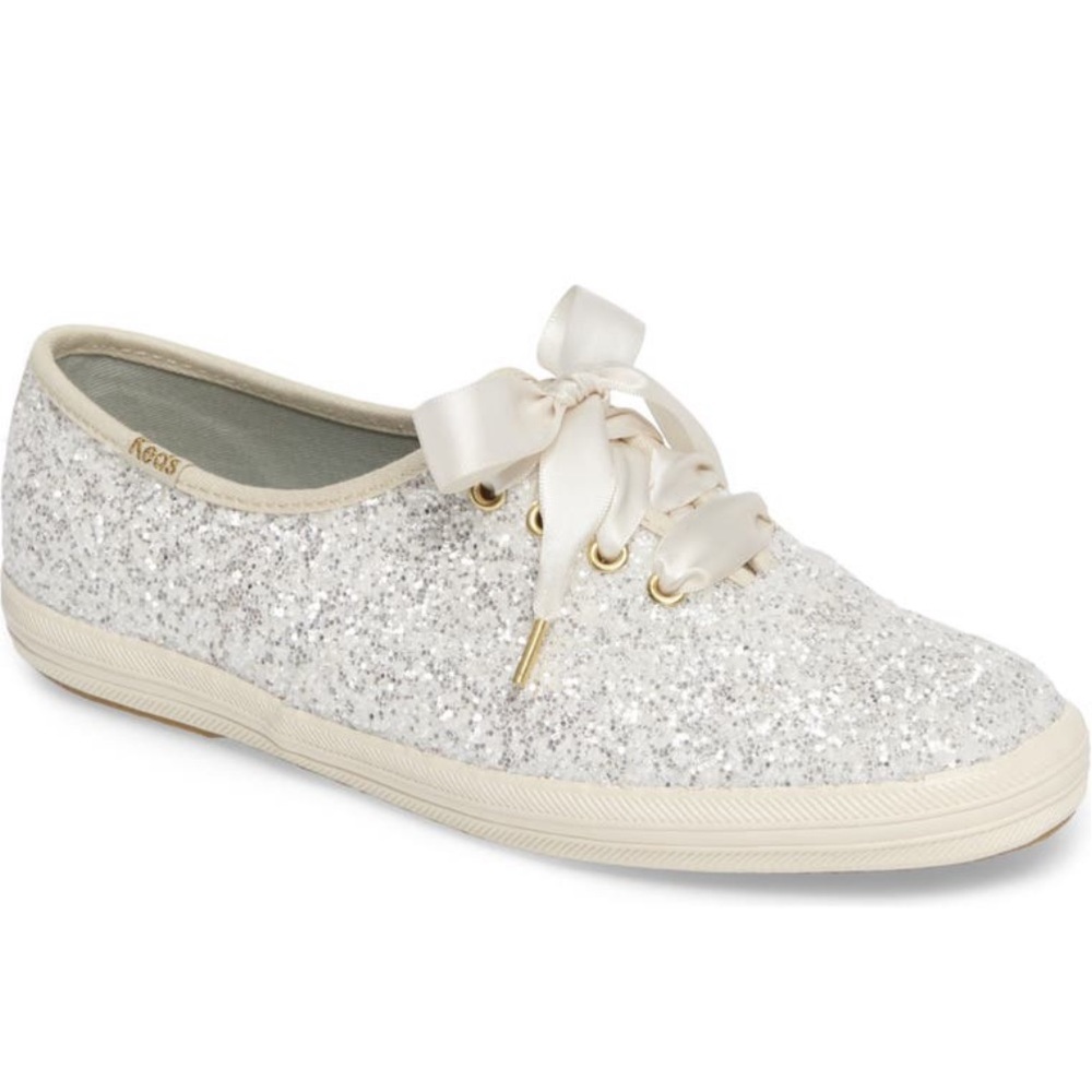 Kate Spade white glitter keds